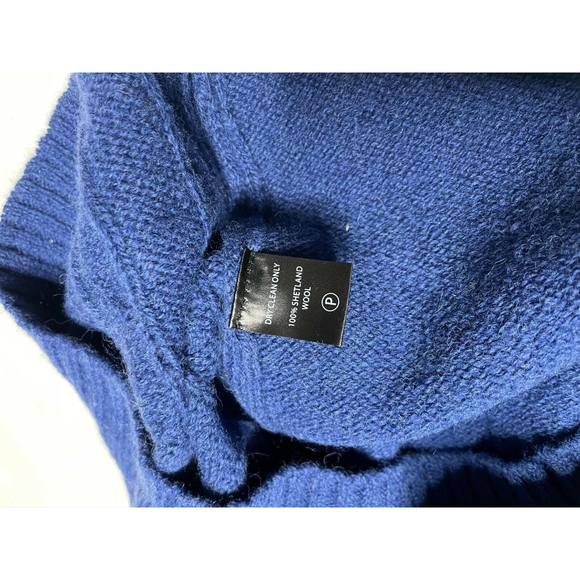 Line Of Trade Mens Large Blue Shetland Wool Cable Knit The Mariner Sweater - Picture 5 of 7